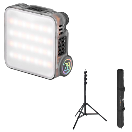 Zhiyun FIVERAY M20 20W Bi-Color Pocket LED Light, Bundle with 9.5' Pro Air-Cushioned Light Stand