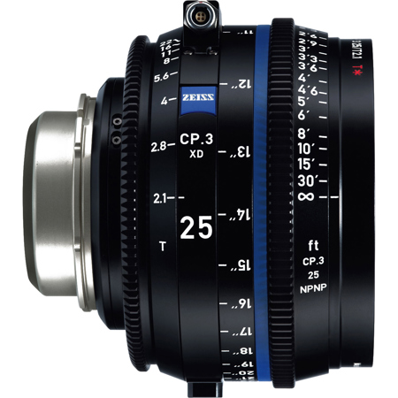 Zeiss 25mm T2.1 XD Compact Prime Cine Lens (Feet) PL Bayonet Mount - Open Box