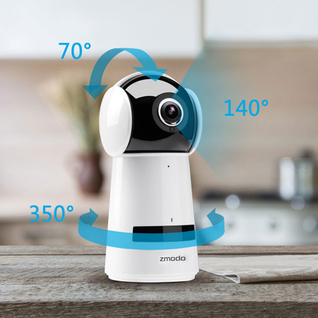 Zmodo SD-H2001 1080p Two-Way Audio Wireless PT Security Camera, White & Black