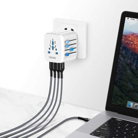 Zendure Passport 30W USB-C Global Travel Adapter with Auto-Resetting Fuse, White