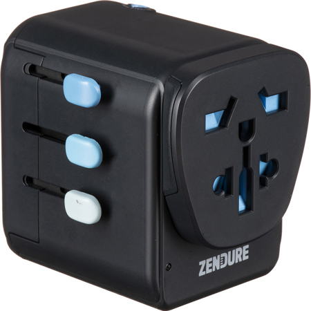 Zendure Passport Pro World Travel Adapter with Grounding & Power Delivery, Black