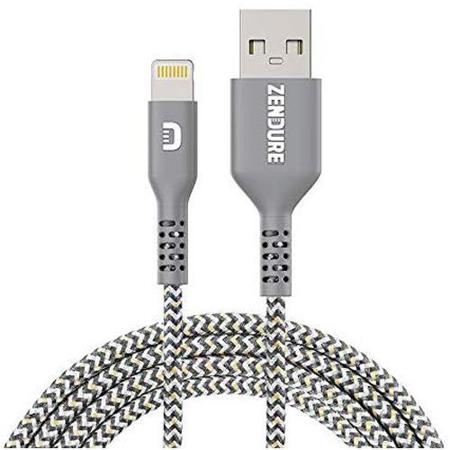 Zendure 1m SuperCord Kevlar USB to Lightning Cable, Gray