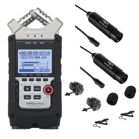 Zoom H4n Pro 4-Channel Handy Recorder + 2x Lavalier XLR Microphones