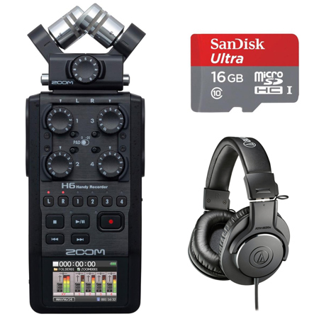 Zoom H4n Pro 4-Input/4-Track Portable Handy Recorder with Onboard X/Y Mic  Capsule (Black) + Zoom Accessory Pack for H4n Pro + 16GB Memory Card + 4 AA