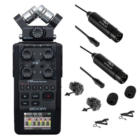 Zoom H6 All Black Handy Recorder with 2x Lavalier Mics