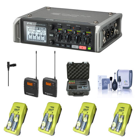 Zoom F4 Multitrack Field Recorder with Timecode W/Sennheiser ew 112-p Kit/Case