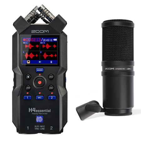 Zoom H4essential 4-Track 32-Bit Float Handy Recorder, Bundle w/ZDM-1 Dynamic Mic