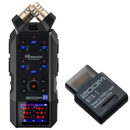 Zoom H6essential 6-Track 32-Bit Float Handy Recorder, Bundle with Bluetooth Adapter