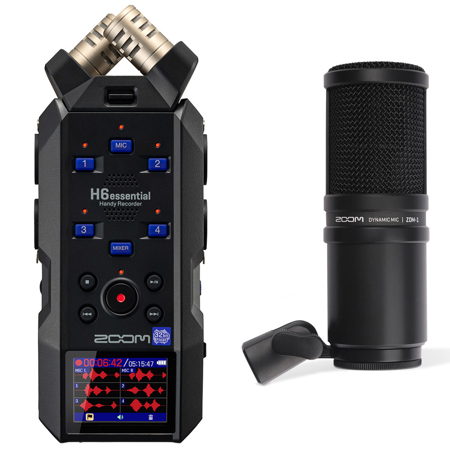 Zoom H6essential 6-Track 32-Bit Float Handy Recorder, Bundle with ZDM-1 Dynamic Microphone