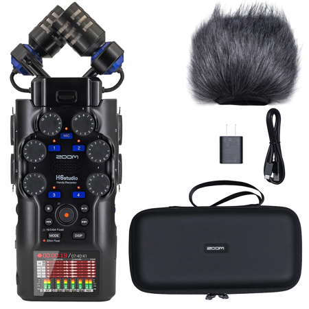 Zoom H6studio 8-Track 32-Bit Float Handy Recorder, Bundle with APH-6st Accessory Pack