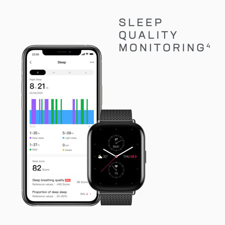 Zepp 42mm E Square Stylish Smartwatch, Metallic Black