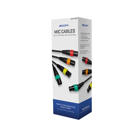 Zoom 8.2' XLR Microphone Cable with 2x Color ID Ring, 4-Pack