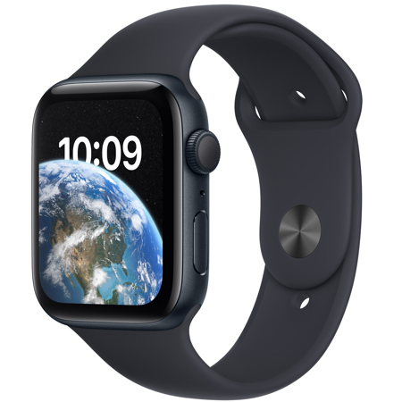 Apple Watch SE GPS, 44mm Midnight Al Case with Midnight Sport Band