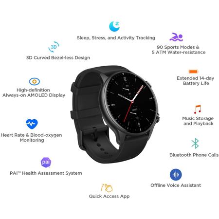 Amazfit GTR 2 Sport Edition Smartwatch, Obsidian Black W1952OV2Q