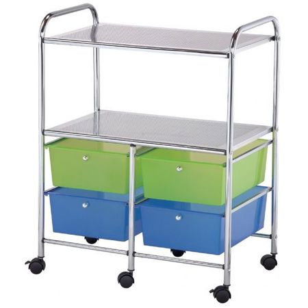 Alvin Storage Cart With 4 Deep Drawers 2 Shelves Multi Colored