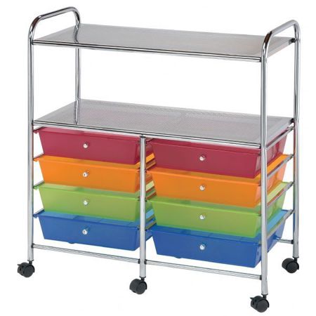 Alvin Storage Cart With 8 Wide Drawers 2 Shelves Multi Colored