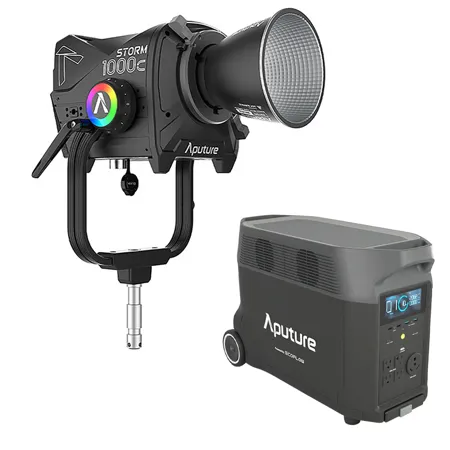 Aputure STORM 1000c 1000W BLAIR-CG LED Video Light, with DELTA Pro Power Station