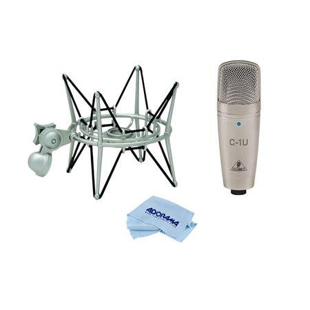 Behringer C-1U Studio Condenser Microphone with USB And Samson Spider  Shockmount