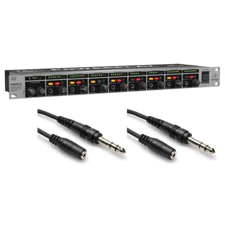 Behringer HA8000 V2 8-CH Headphones Amplifier with 2x 25' Cables