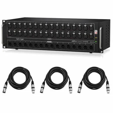 Behringer S32 I/O Box with 32x Remote-Controllable Midas Preamps W 3x XLR Cables