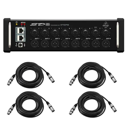 Behringer SD8 I/O Stage Box with 8 MIDAS Preamps, with 4x XLR M to