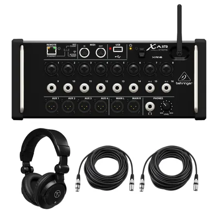 Behringer X Air XR16 Digital Mixer, Bundle with Headphones and 2x