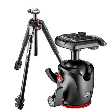 Manfrotto 190 3-section Aluminum Tripod- Black W/Manf MHXPRO-BHQ2 