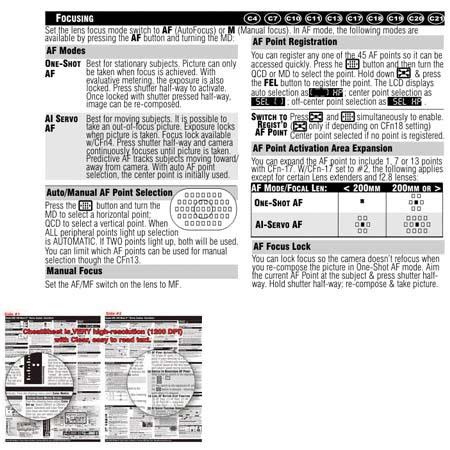 CheatSheet Canon EOS 1D Mk II Laminated Mini Guide>Get one in your camera bag! 