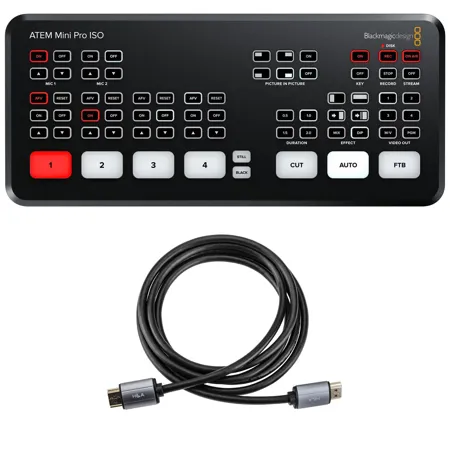 Blackmagic Design ATEM Mini Pro ISO HDMI Live Stream Switcher, w/6