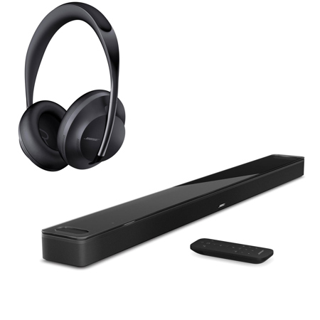Bose Smart Soundbar 900, Black with Bose 700 Bluetooth Headphones, Triple Black 863350-1100 A