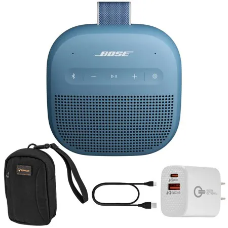 Bose SoundLink Micro 2nd Gen Bluetooth Speaker, Blue Dusk + Case