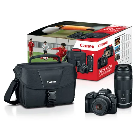 Canon EOS R100 Mirrorless Camera with 18-45mm and 75-300mm Lenses