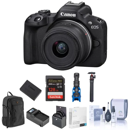 Canon EOS R50 レンズつき Canon EOS R50 Camera, Black with RF-S 18-45mm f/4.5-6.3 Lens and