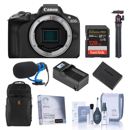 Canon EOS R50 Mirrorless Camera, Black, Bundle with Accessory Kit