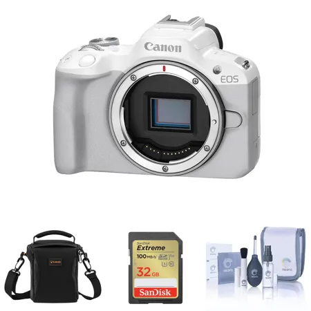 Canon EOS R50 Mirrorless Camera, White, Bundle with Included Value