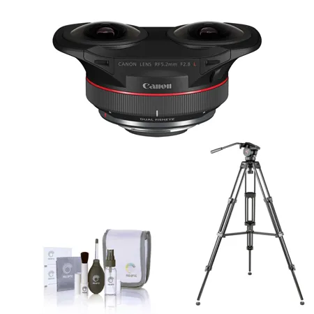 Canon RF L Dual Fisheye 3D VR Lens w/ 2-Way Fluid Head