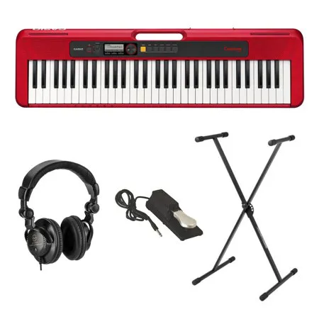 Casio CT-S200 61-Key Piano Style Portable Keyboard, Red with