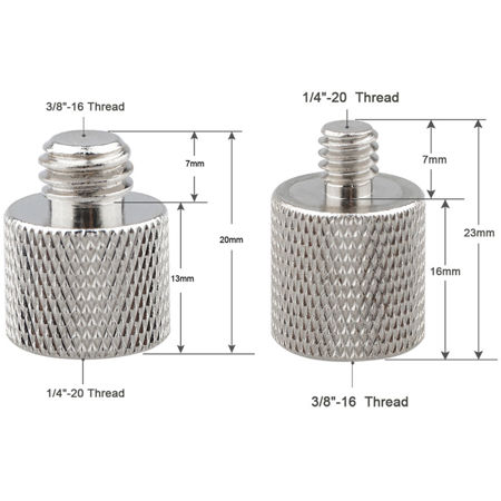2 Pack COLICOLY 3//8-16 Male to 1//4-20 Female Screw Thread Adapter for Camera Monitor