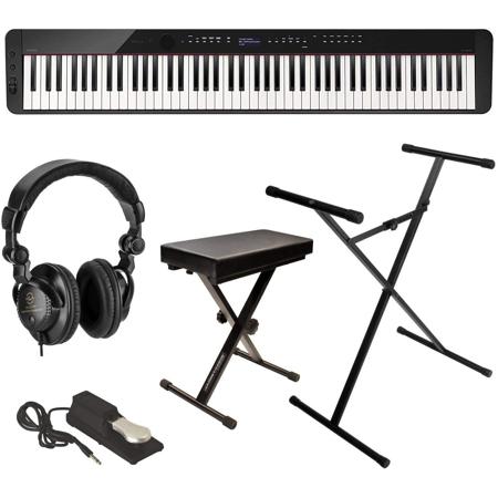 Casio PX-S3000 Privia Digital Piano BLK Bundle w/Bench, Stand, Pedal