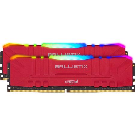 Crucial Ballistix RGB 32GB (16GBx2) DDR4 3600 MT/s UDIMM Memory, Red