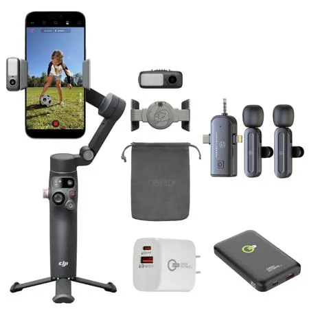 DJI Osmo Mobile 8 Smartphone Gimbal + Wireless Mic + Power Bank +