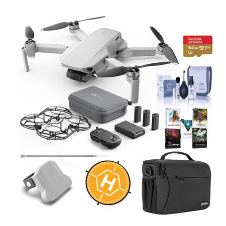 DJI Mavic Mini Fly More Combo - Kit With 64GB MicroSDXC Card, DJI Propeller  Holder Charcoal, Foldable Landing Pad, Lowepro 160 II Camera Bag, Cleaning  