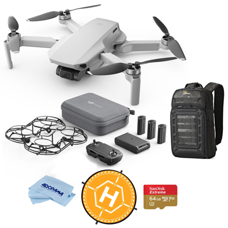 DJI Mavic Mini Fly More Combo - Basic Kit With 64GB SDHC Memory Card,  Lowepro Backpack, Foldable Landing Pad, Microfiber Cloth