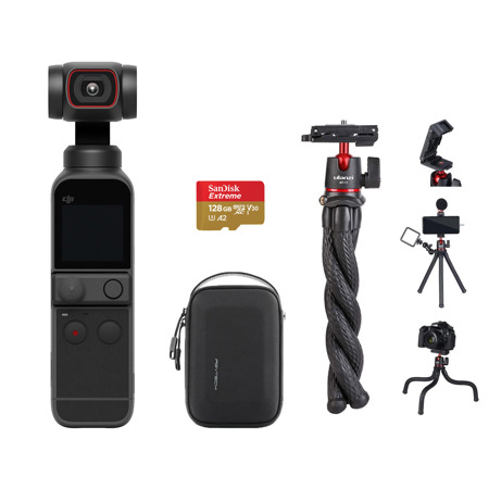 DJI Pocket Gimbal Camera Bundle with 128GB microSD Card, Case, Flexible Tripod CP.OS.00000146.01 C