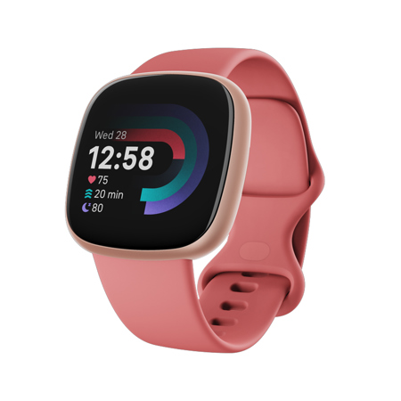 Fitbit Versa 4 Fitness GPS Smartwatch, Pink Sand/Copper Rose Aluminum
