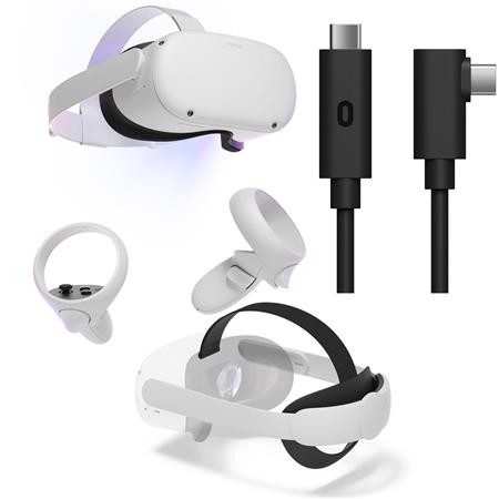Oculus Quest 2 128GB VR Headset, Bundle with Oculus Link VR Headset Cable,  Elite Strap