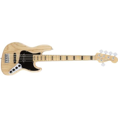 Fender American Elite 5 String Jazz Bass V Guitar Maple Fingerboard Natural