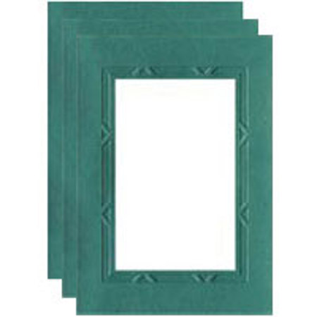 Collectors Gallery Embossed Green Geometric Photo Greeting Cards for Your 3.5"x5" or 4"x6" Picture, Pack of Three Cards.