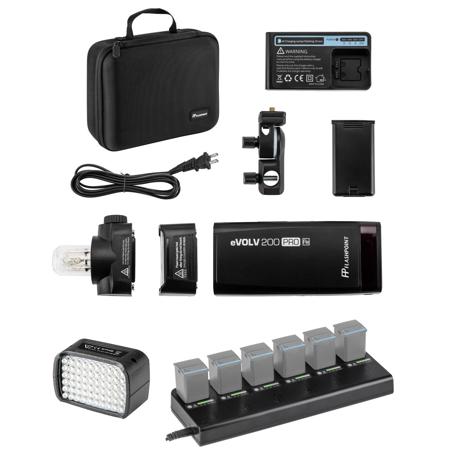 Flashpoint eVOLV 200 Pro TTL Pocket Flash Kit With Multi Charger and LED Light