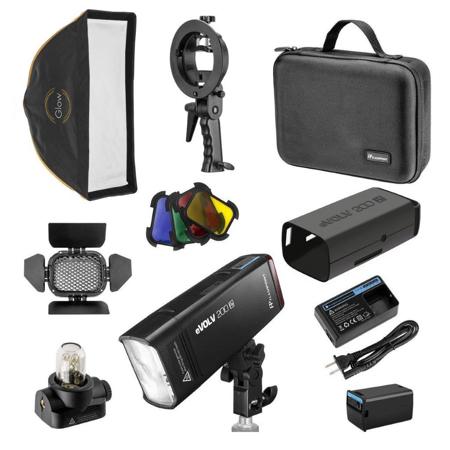 Glow EZ Lock Quick Octa Large Softbox with Bowens Mount Handheld Grip S-Type Bracket Bowens Mount Holder for Speedlite Flash Softbox Flashpoint eVOLV 200 Pro TTL Pocket Flash Kit AD200 Pro 36in